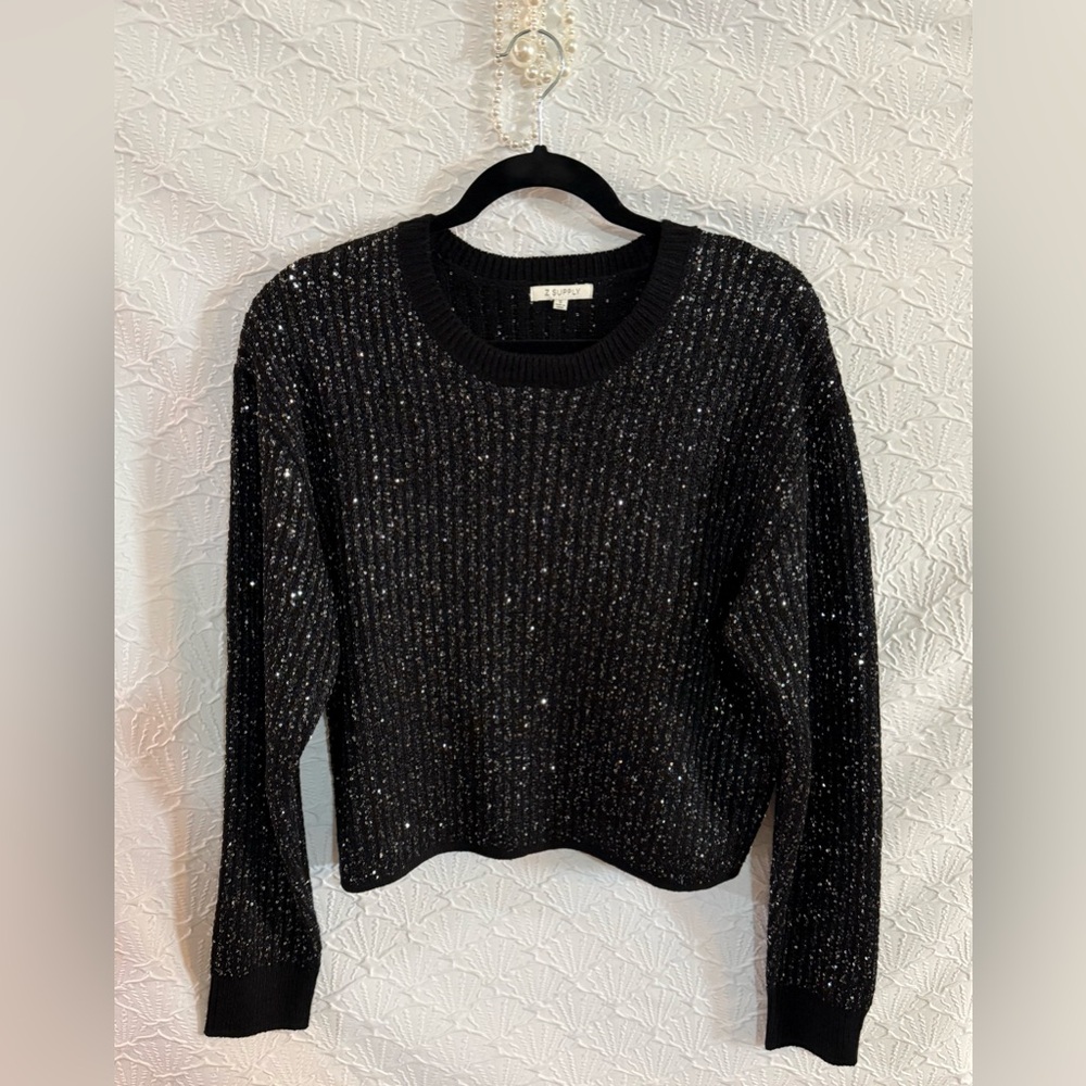 PRICE ⬇️ Z Supply Black Sparkle Ribbed Crew Sweater
